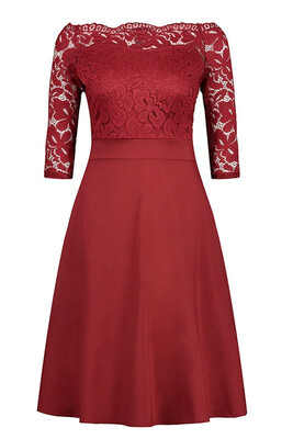 

2018 Womens Vintage Floral Lace Boat Neck Cocktail Formal Swing Dress