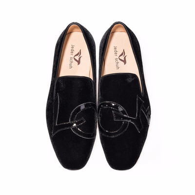 

Men shoeshandmade black velvet shoes with LOVE Letters design Fashion party&wedding men loafers mens flats