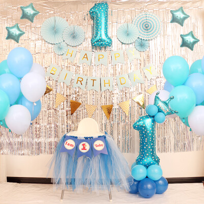 

Jiamo baby age decorative balloon children birthday party arrangement supplies balloon decorations blue