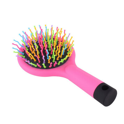 

Rainbow Volume Anti-static Hair Curl Straight Massage Comb Brush Mirror pink