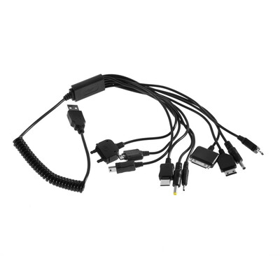 

10 in 1 USB Multi Charger Retractable Phone Cable For Cellphone Black