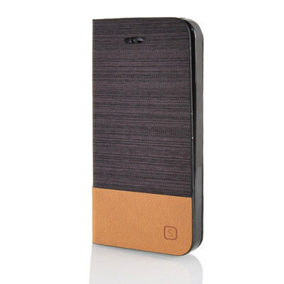 

MOONCASE Canvas Design Leather Side Flip Wallet Pouch Stand Shell Back ЧЕХОЛ ДЛЯ Apple iPhone 5 / 5S Coffee