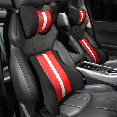 

Carnot car headrest lumbar car lumbar cushion neck pillow suit space memory cotton car home office seat pillow back pillow black red