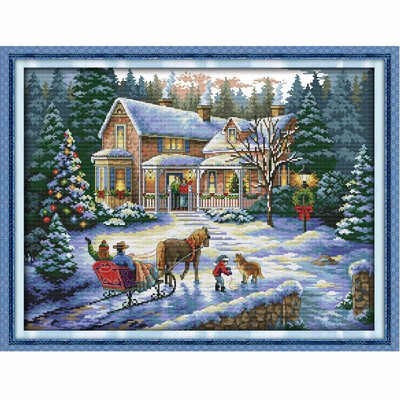 

Anself 5744cm DIY Handmade Counted Cross Stitch Needlework Set Embroidery Kit Christmas Scenery Home Decoration 14CT