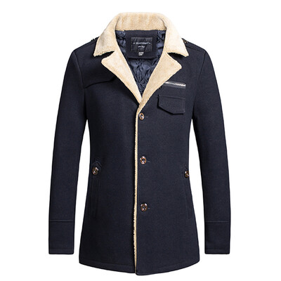 

Necini™ Man'S New winter woolen short coat male plus cotton thick warm coat lapel