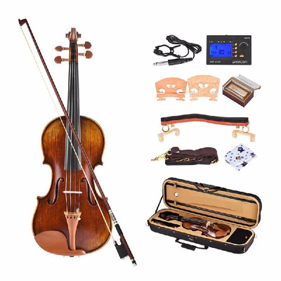 

Ammoon Violin Ammoon Pro Master Maestro Antonio Stradivari 1716 Style Handmade Antique 44 Full Size Violin Fiddle Kit with Padded