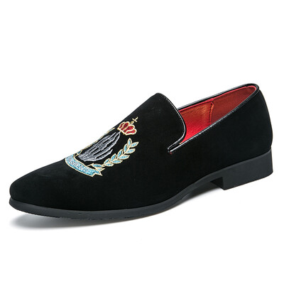 

DJSUNNYMIX Brand New British Embroidery Men pointed Oxfords shoes Mlae Wedding Dress Homecoming Prom shoe