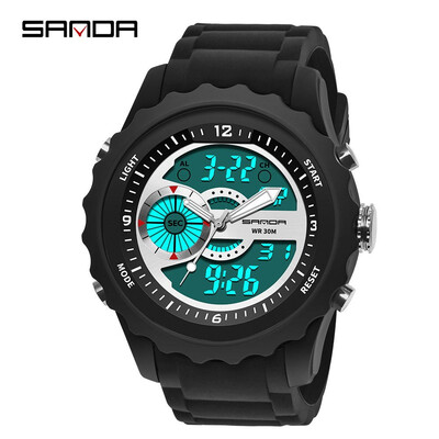 

SANDA Men Analog Quartz Digital Watch Dual Display Waterproof Sports Watches for Men Silicone LED Electronic Watch