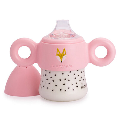 

Suviniex baby drink cup baby child portable drinking water straight drink cup PP anti-fall imported no straw duckbill cup with lid pink small fox 150ml