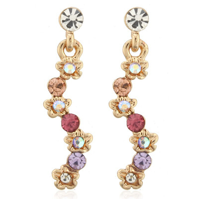 

Women Cute Flower Faux Pearl Rhinestone Peach Heart Ear Stud Lovely Earring Gift