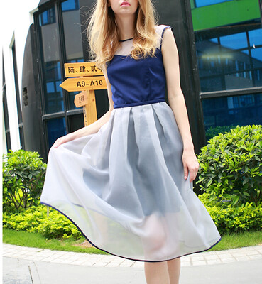 

Lovaru ™ 2015 летом новый европейский и американский женский шифона органзы платье без рукавов был тонкий принцесса пачки юбки Тонкий