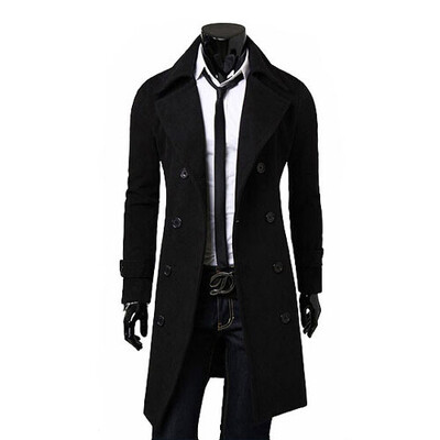 

Zogaa New Men's Woolen Coat Double-breasted Lengthen Simple Luxury