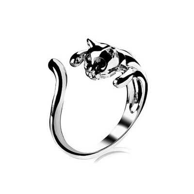 

MyMei Fashion Jewelry Womens Cool Silver Plated Kitten Cat Ring With Crystal Eyes