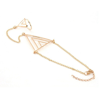 

New Design Plated Woman Kinds Shape Bangle Bracelet Link Finger Ring TRIANGLE SHAPE GOLD