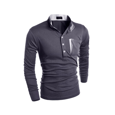 

New Top Sales Mens Spell Color T Shirt Simple Male Casual Slim Fit Long Sleeve POLO Shirt