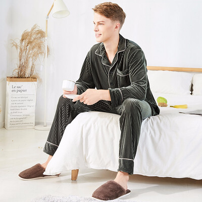

Gold velvet pajamas mens long-sleeved trousers in autumn&winter home clothing set