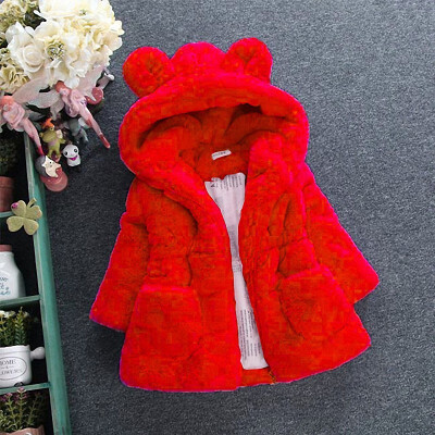 

2018 New Winter Baby Girls Clothes Faux Fur Fleece Coat Pageant Warm Jacket Xmas Snowsuit 1-8Y Baby Hooded Jacket Outerwear