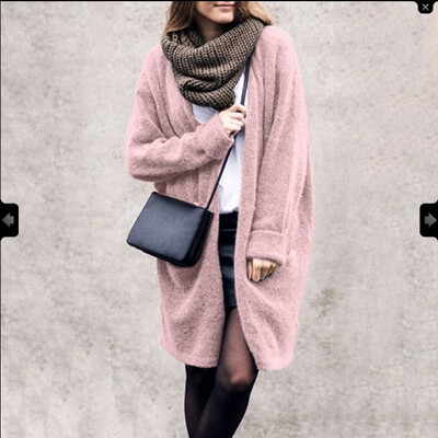 

European&American Long Sleeved Pure Color Knitted Ladys Cardigan Jacket