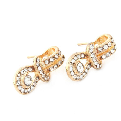 

1 Pair Lady Fashion Gold Pleaded Crystal Pendant Earrings Diamond Earrings