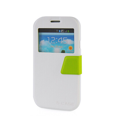 

MOONCASE View Window Leather Side Flip Pouch Ultra Slim Shell Back ЧЕХОЛ ДЛЯ Samsung Galaxy Grand Duos i9080 i9082 White