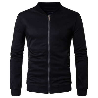 

AOWOF new cardigan sweater fashion solid color British trend stand collar coat foreign trade sweater D003