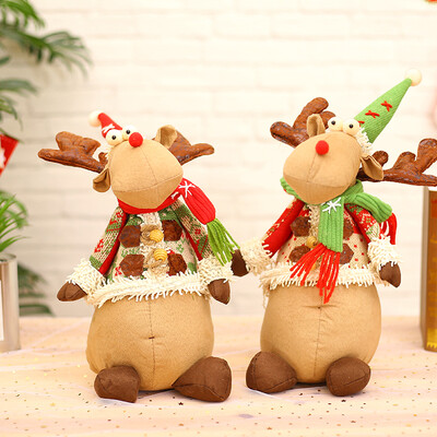 

Many beautiful recall Christmas decorations Christmas tree ornaments children Christmas gifts telescopic Christmas doll doll ornaments large sitting posture elk random