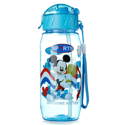 

Disney (Diet) music moving children cups plastic straw cups leakproof strap baby water bottle baby cup princess cup cup drink cup 6340 blue Mickey
