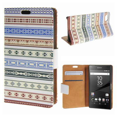 

MOONCASE for Sony Xperia Z5 Compact ( Z5 Mini ) Case Flip Leather Foldable Stand Feature Case Cover [Pattern series] /a05
