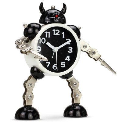 

Code Shi alarm clock children cartoon personality lazy mechanical electronic cute living room creative metal student mute small alarm clock RB2774 horn black