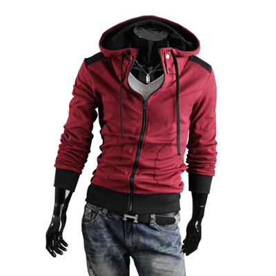 Zogaa New Mens Hoodie Contrast Color Slim Hooded