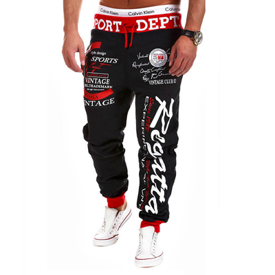 

Hot Sales Mens Printing Casual Pants Fashion Drawstring Design Trousers Loose Sports Pants