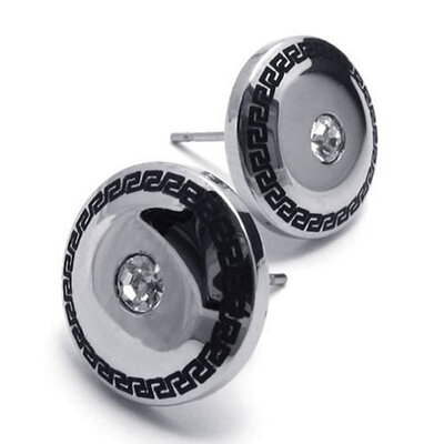 

Hpolw Stainless Steel Mens Stud Earrings Set, 2pcs, Color Silver Black