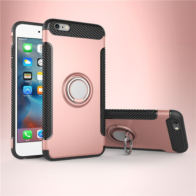 

Fecoprior Back Cover For iPhone 6 6S 47inch Case Car Holder Stand Hard PC Silicon Ring Suction Bracket Celulars
