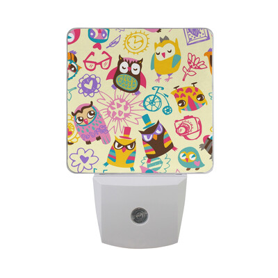

ALAZA LED Night Light With Smart Dusk To Dawn SensorOwl Blue Background Plug In Night Light