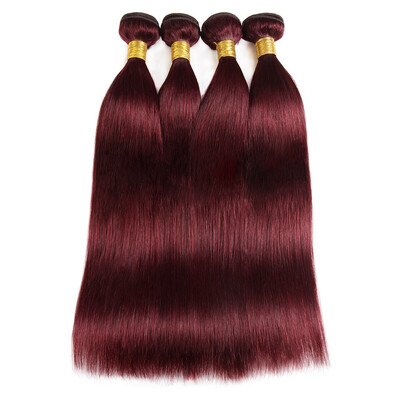 

Brazilian Hair 99j Straight 4 Bundles Human Hair Weave Extensions