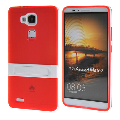 

MOONCASE Jelly Color Silicone Gel TPU Skin Slim With Stand Back Case Cover for Huawei Ascend Mate 7 Red