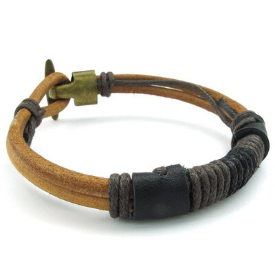 

Hpolw Mens Leather Rope Bracelet Tribal Braided Cuff Bangle Brown Black