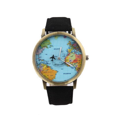 

Women Men Fashion Vintage Casual World Map Dial Analog Quartz Wrist Watch
