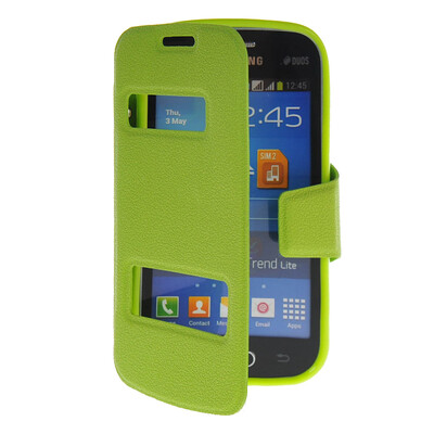 

MOONCASE View Window Leather Side Flip Pouch Stand Shell Back ЧЕХОЛ ДЛЯ Samsung Galaxy Trend Lite S7390 / S7392 Green