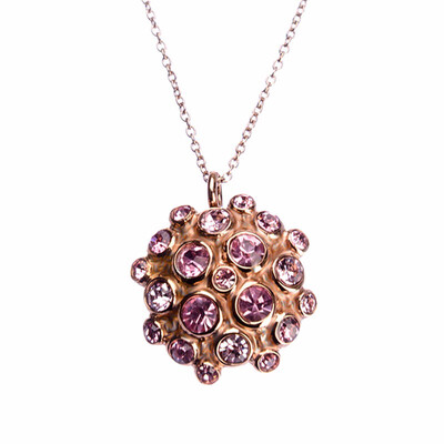 

Full Crystal Round Plate Stainless Steel Pendant Necklace 18"