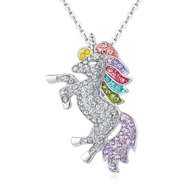 

New popular unicorn diamond necklace enamel pony pendant ornaments