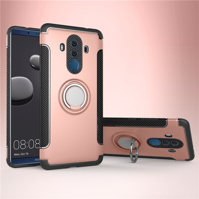 

Fecoprior Back Cover For Huawei Mate 10 Pro Case Car Holder Stand Hard PC Silicon Ring Suction Bracket Celulars