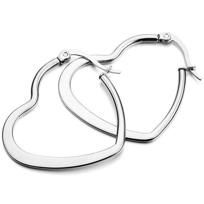 

Hpolw Womens Stainless Steel Stud Hoop huggie Earrings Silver Heart Round Unique Polished