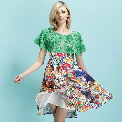 

MAZOE two-piece large-size printing dress SR399 L