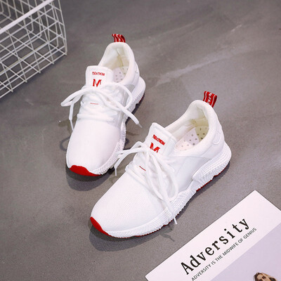 

Fashion knitted sneakers Korean version of lightweight jogging shoes fashion Joker running flat breathable knitted shoes