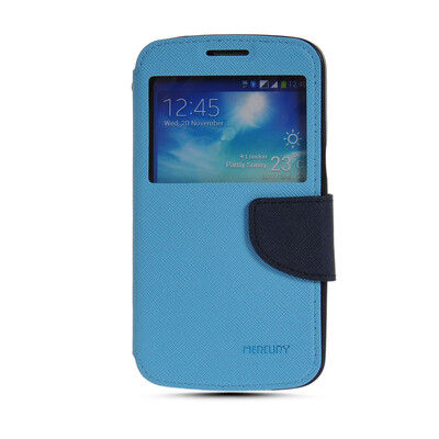 

MOONCASE Classic cross pattern Leather Side Flip Wallet Card Pouch Stand Case Cover For Samsung Galaxy Grand 2 G7106 Blue