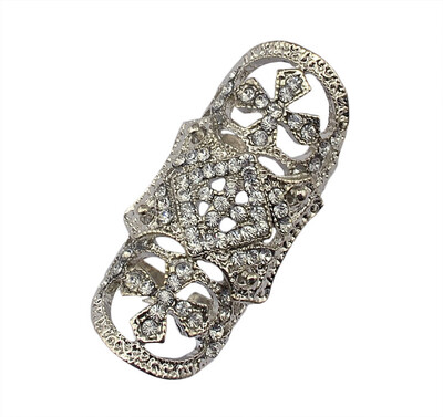 

Idealway New Fashion silver Full Rhinestone Cross Flower Joint Ring Women Knuckle Rings