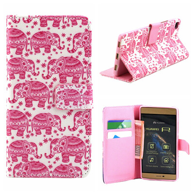 

OONCASE Cute Pattern держателя Кожаный бумажник флип карты с Kickstand Чехол для Huawei Ascend P8