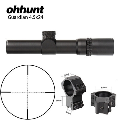 

ohhunt Guardian 45x24 Hunting Rifle Scope 30mm Tube Tactical Optics Sight 12 Half Mil Dot Reticle Turrets Reset Riflescope