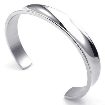 

Hpolw MensWomens made of solid silver Stainless Steel Braceletdurable in use61mm24" Height 2"51cm